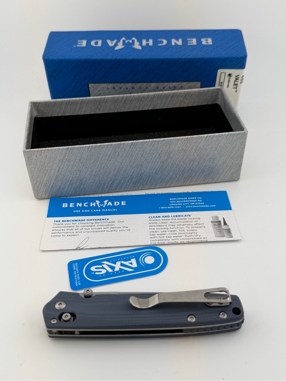 Benchmade - 485 Valet - Satin Plain Blade Gray G10 Handles - BS-120 Knife